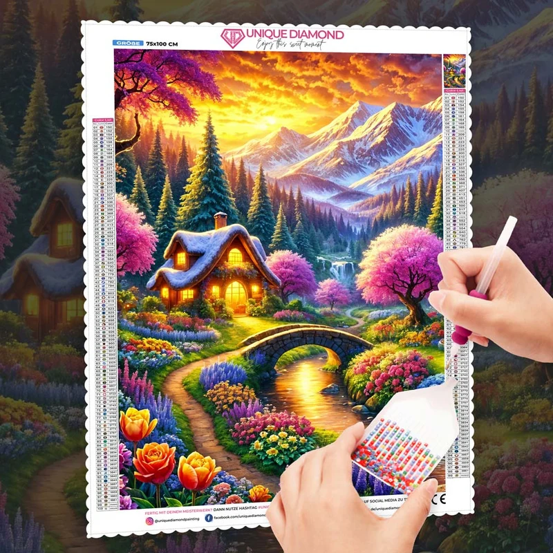 5D Diamond Painting – Blütental der Morgenröte