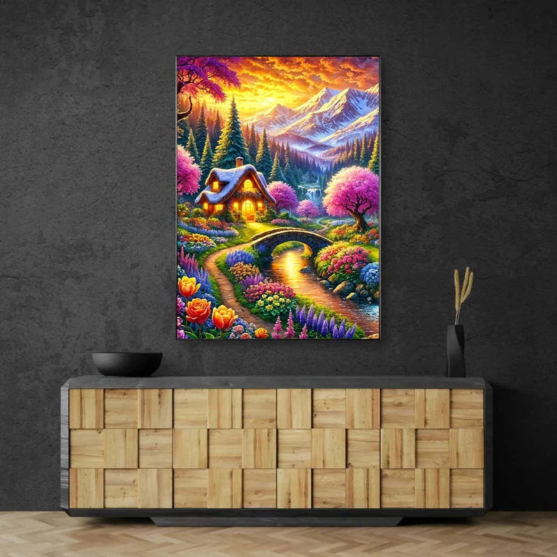 5D Diamond Painting – Blütental der Morgenröte