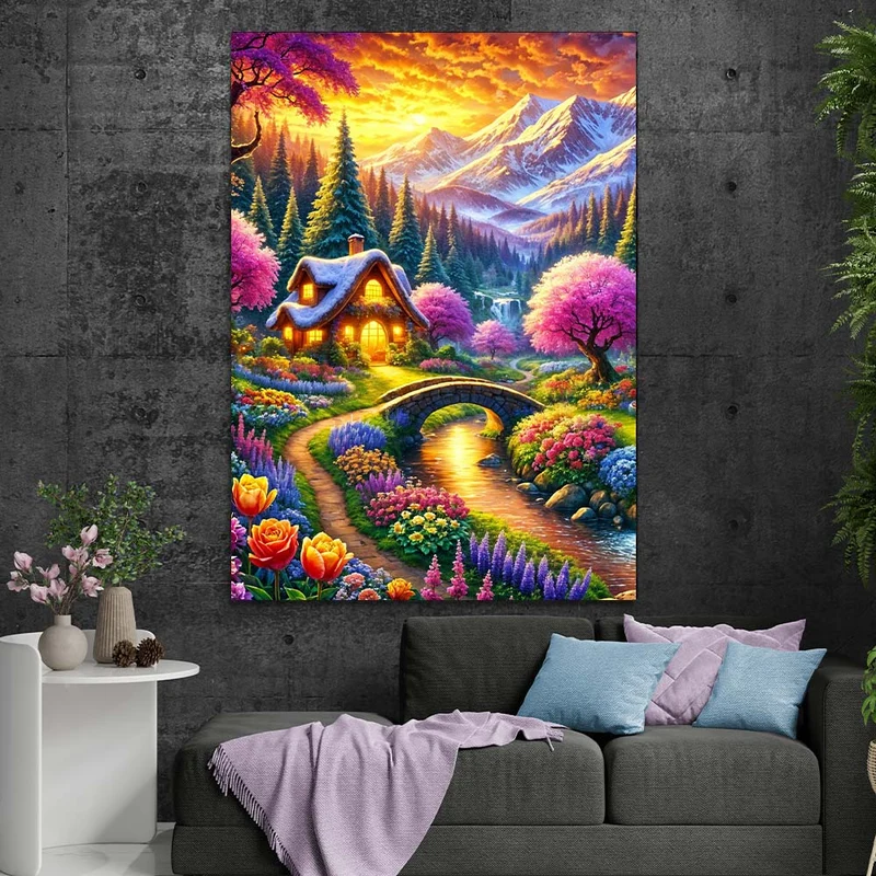 5D Diamond Painting – Blütental der Morgenröte