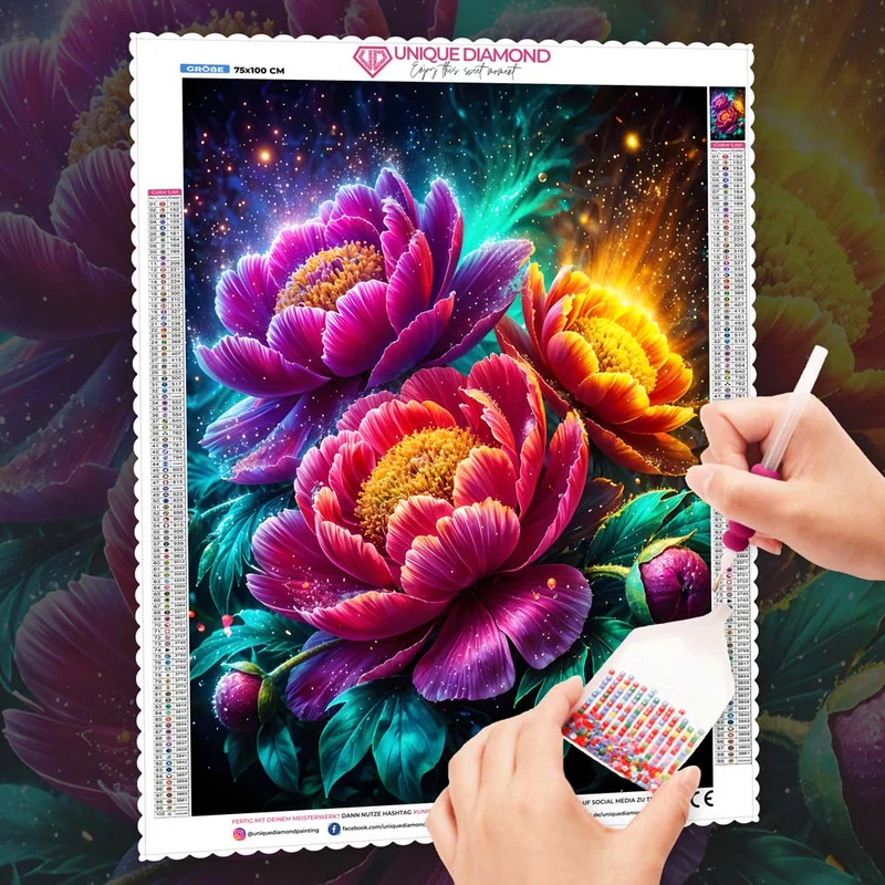 5D Diamond Painting – Strahlende Pfingstrosenpracht