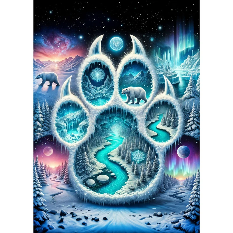 5D Diamond Painting – Pfotenspur des Nordlichts