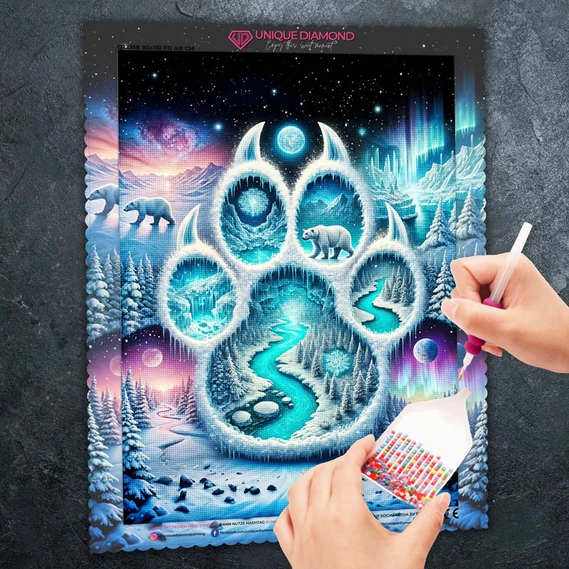 5D Diamond Painting – Pfotenspur des Nordlichts