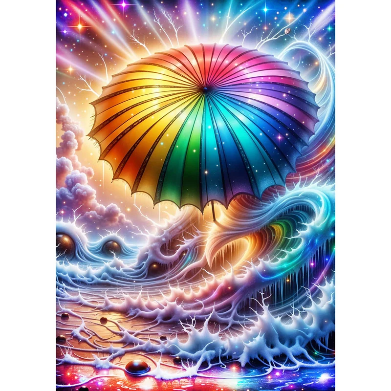 5D Diamond Painting – Regenbogenschirm der Gezeiten
