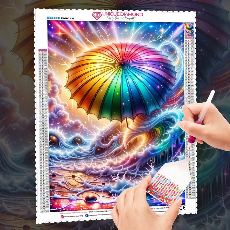 5D Diamond Painting – Regenbogenschirm der Gezeiten