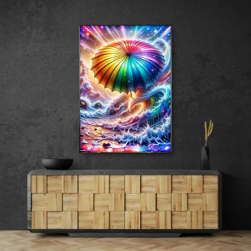 5D Diamond Painting – Regenbogenschirm der Gezeiten