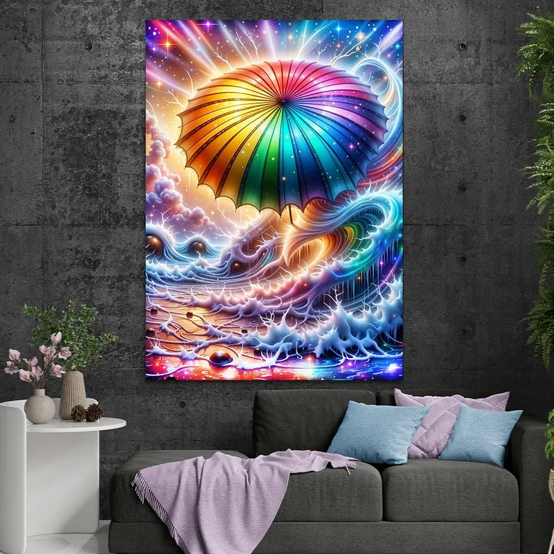5D Diamond Painting – Regenbogenschirm der Gezeiten