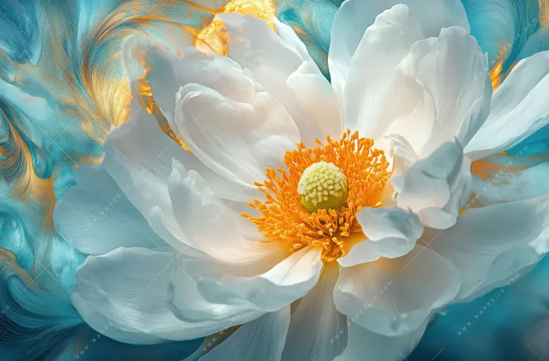 Alu-Dibond Bild | Blüte im goldenen Licht | Quadrat