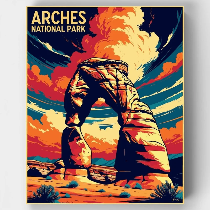 Arches National Park Stormy Sky Arch - Paint by Numbers Kit