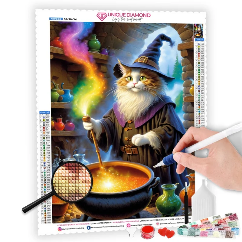 5D Diamond Painting – Halloween Katzenhexe
