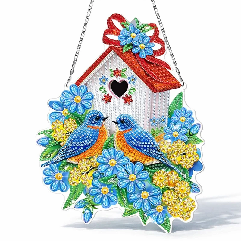 5D Diamond Painting Türanhänger Doppelseitig Vogelhäuschen