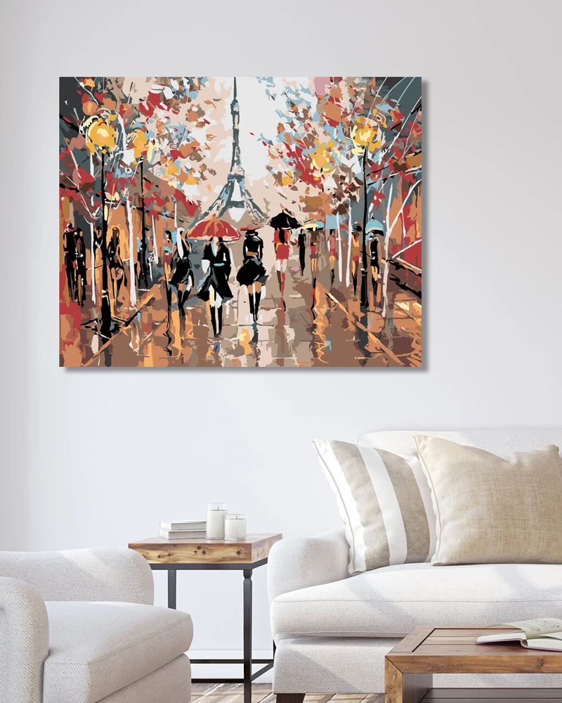 Diamond painting - BELEBTE STRAßE UND EIFFELTURM
