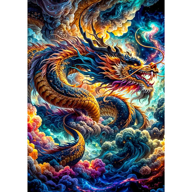 5D Diamond Painting – Himmelsdrache der Elemente