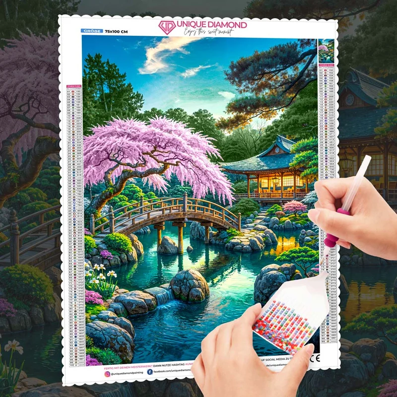5D Diamond Painting – Brücke der Kirschblütenruhe
