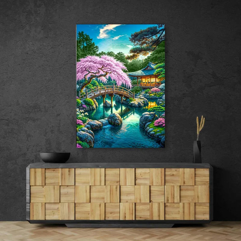 5D Diamond Painting – Brücke der Kirschblütenruhe