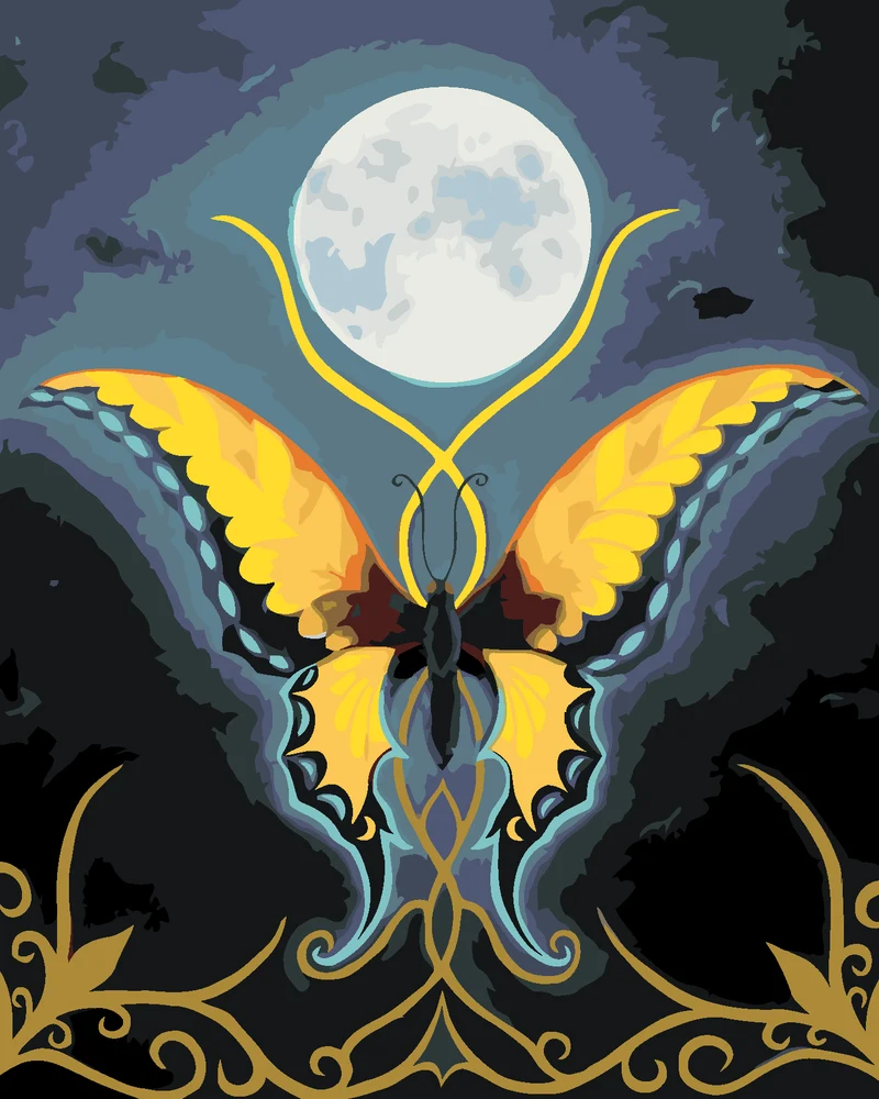 Diamond painting - SCHMETTERLING MIT MOND ORNAMENT
