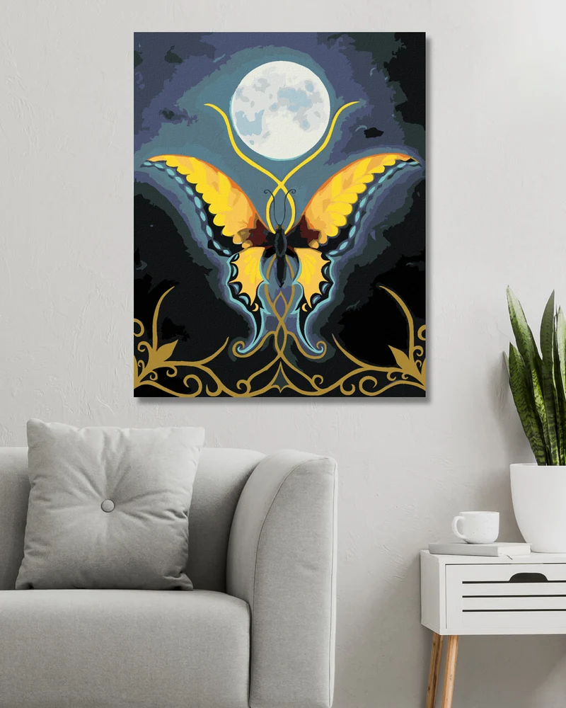 Diamond painting - SCHMETTERLING MIT MOND ORNAMENT