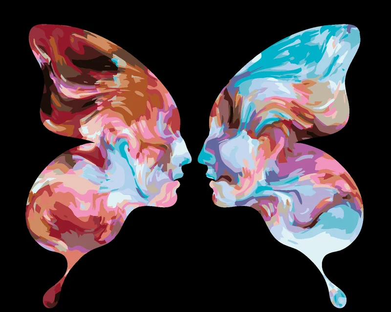 Diamond painting - SCHMETTERLING ALS 2 MENSCHLICHE GESICHTER