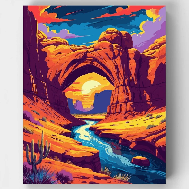 Arches National Park Canyon River Sunset - Paint by Numbers Kit