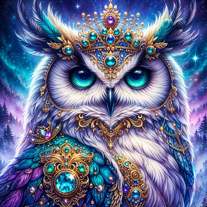 5D Diamond Painting – Eule der Sternenkrone
