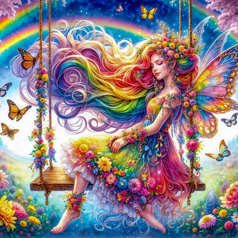5D Diamond Painting – Regenbogenfee der Träume