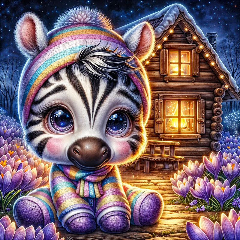5D Diamond Painting – Zimba im Winterzauber
