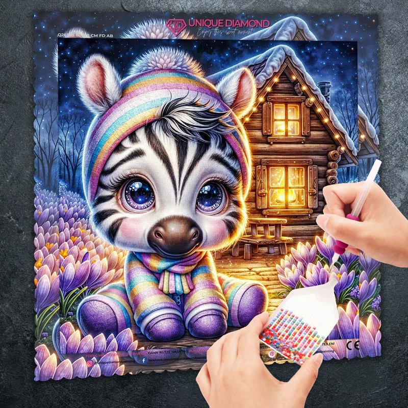 5D Diamond Painting – Zimba im Winterzauber