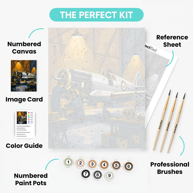 Hangar Engine Work - Paint by Numbers Kit