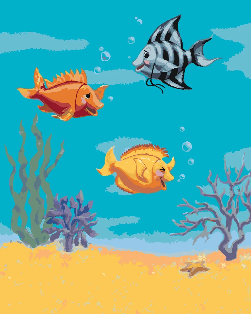 Diamond painting - DREI LACHENDE FISCHE (SUE ELLEN BROWN)
