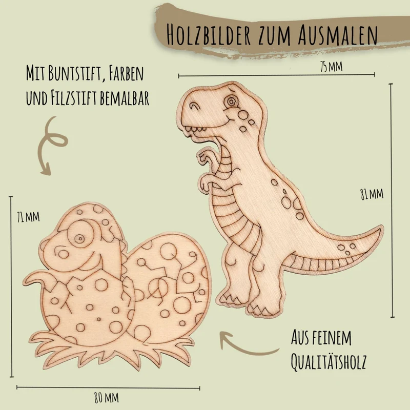 Holzteile zum Bemalen Dino-Mix