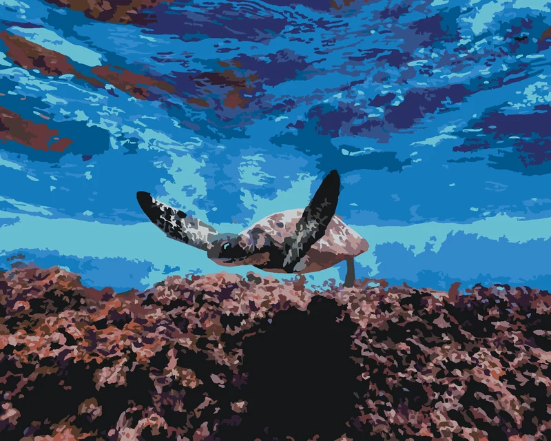 Diamond painting - MEERESSCHILDKRÖTE UNTER WASSER