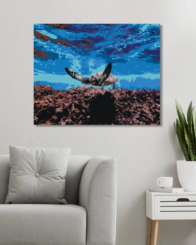 Diamond painting - MEERESSCHILDKRÖTE UNTER WASSER