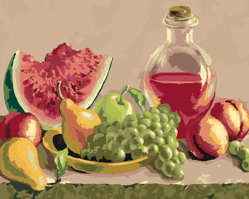 Diamond painting - STILLLEBEN MIT PFIRSICHEN, TRAUBEN UND MELONE