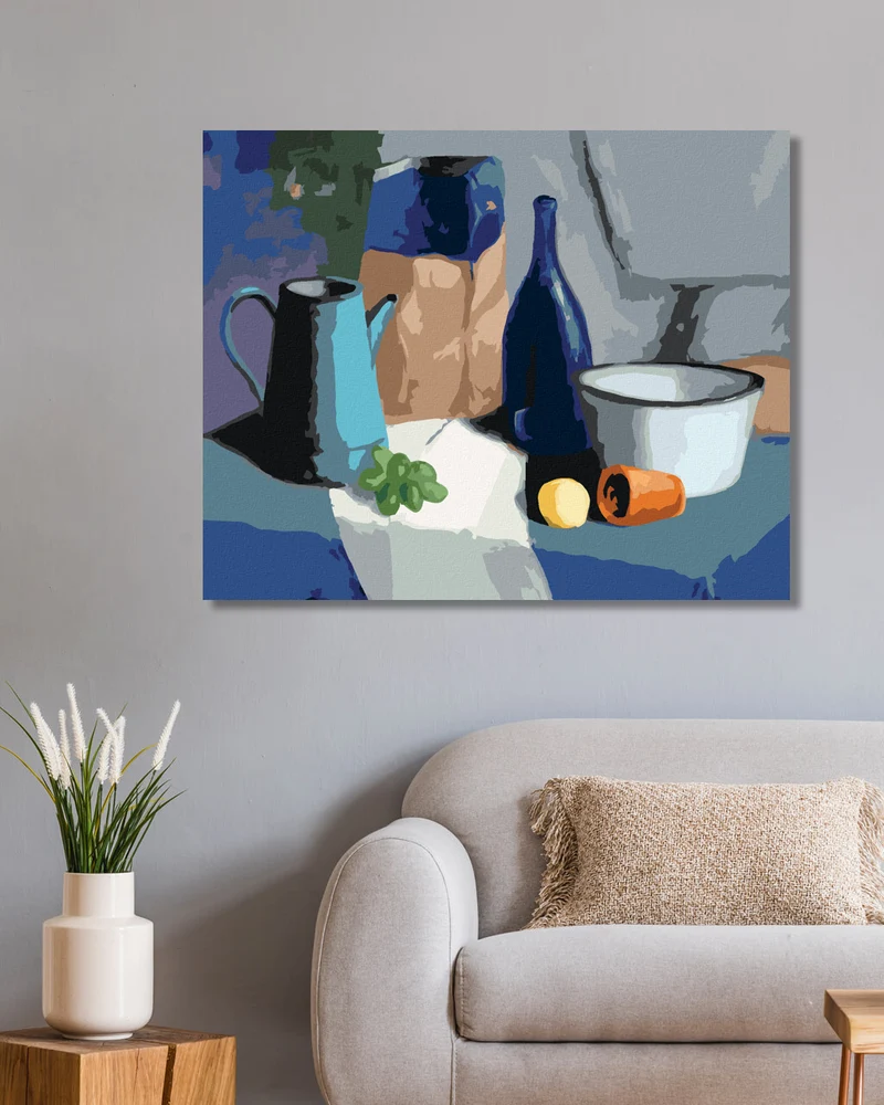 Diamond painting - STILLEBEN MIT WEINTRAUBEN, FLASCHEN, SCHALEN UND MANDARINEN