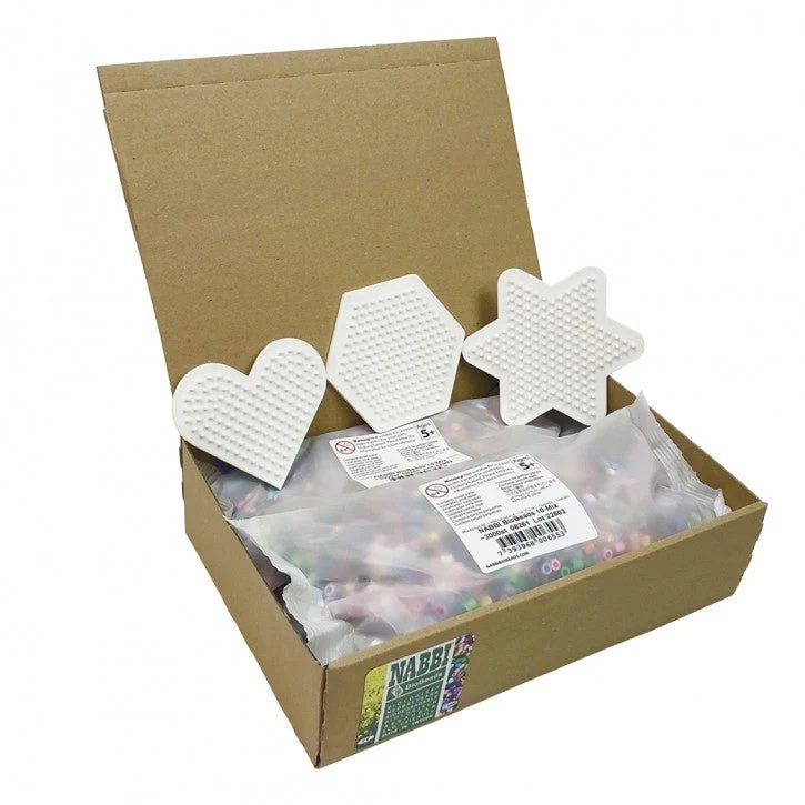 Nabbi Bio Bügelperlen Set Farben-Mix, 3x3000 Stück / 3 Platten