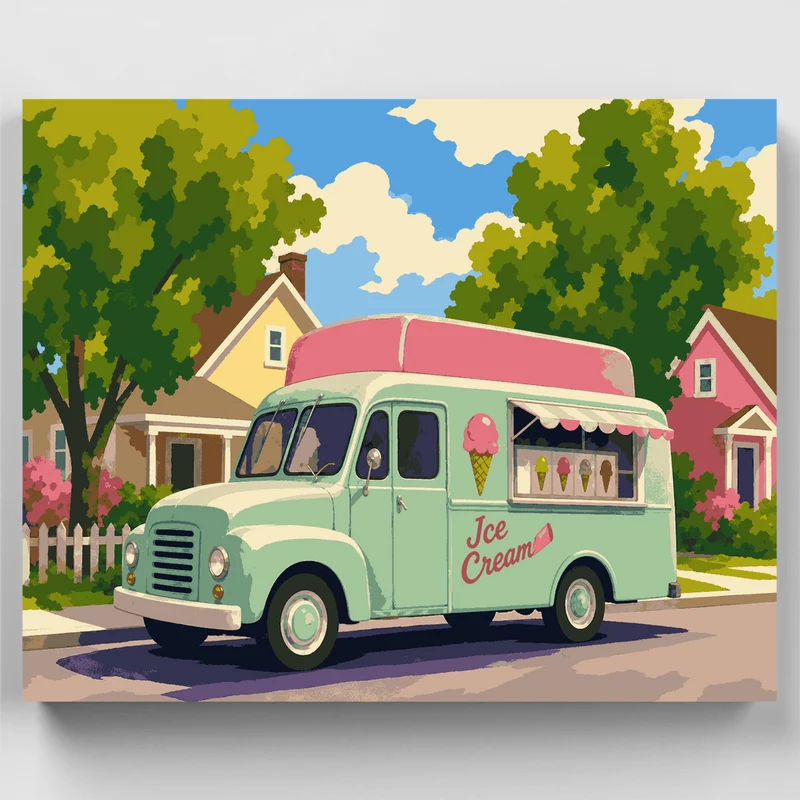 Vintage Ice Cream Truck - Paint by Numbers Kit