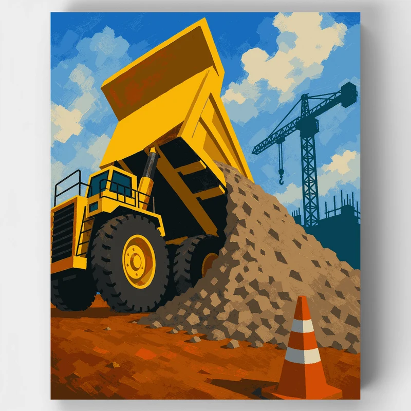 Dumping Truck Site - Paint by Numbers Kit