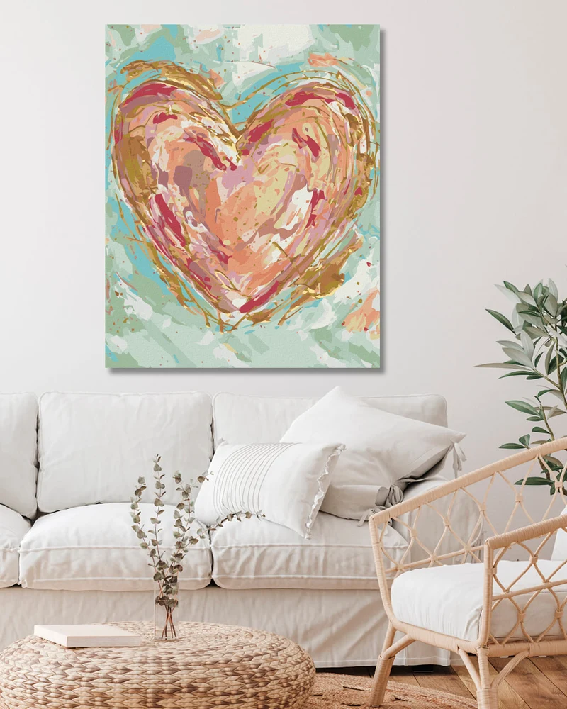 Diamond painting - ROTES HERZ AUF GRÜNEM HINTERGRUND (HALEY BUSH)