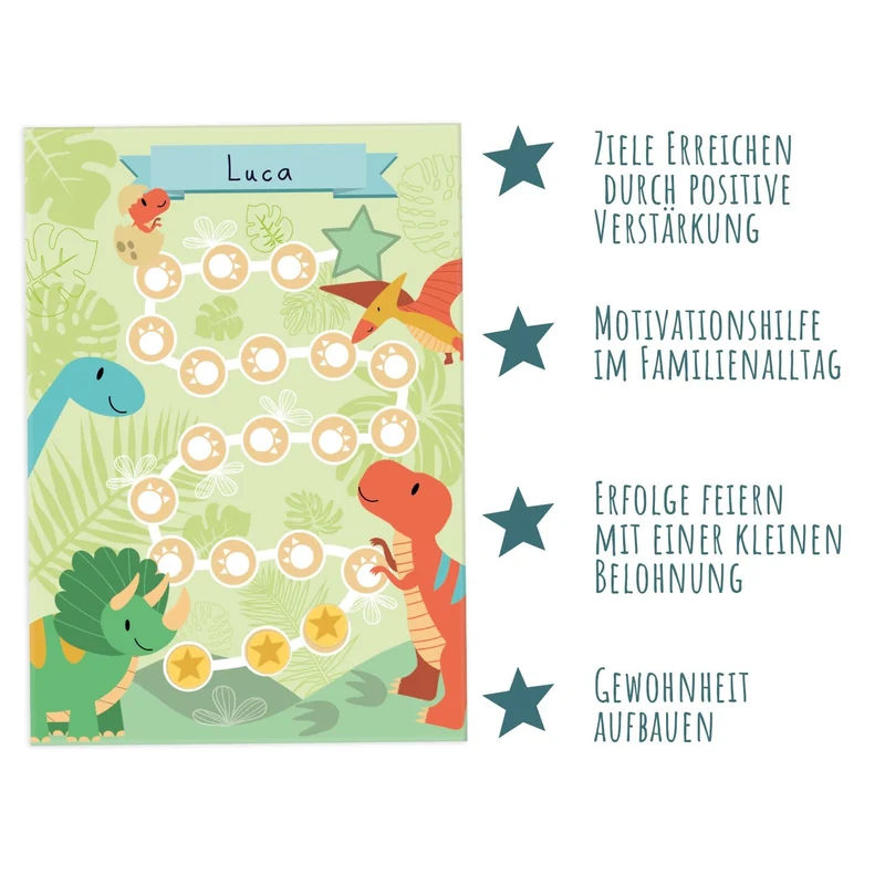 10 Belohnungstafeln für Kinder - Motiv Dino