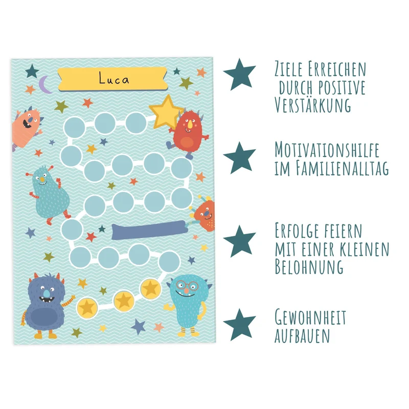 10 Belohnungstafeln für Kinder - Motiv Monster