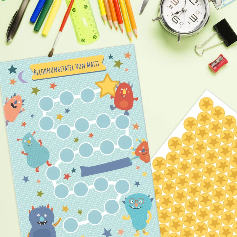 10 Belohnungstafeln für Kinder - Motiv Monster