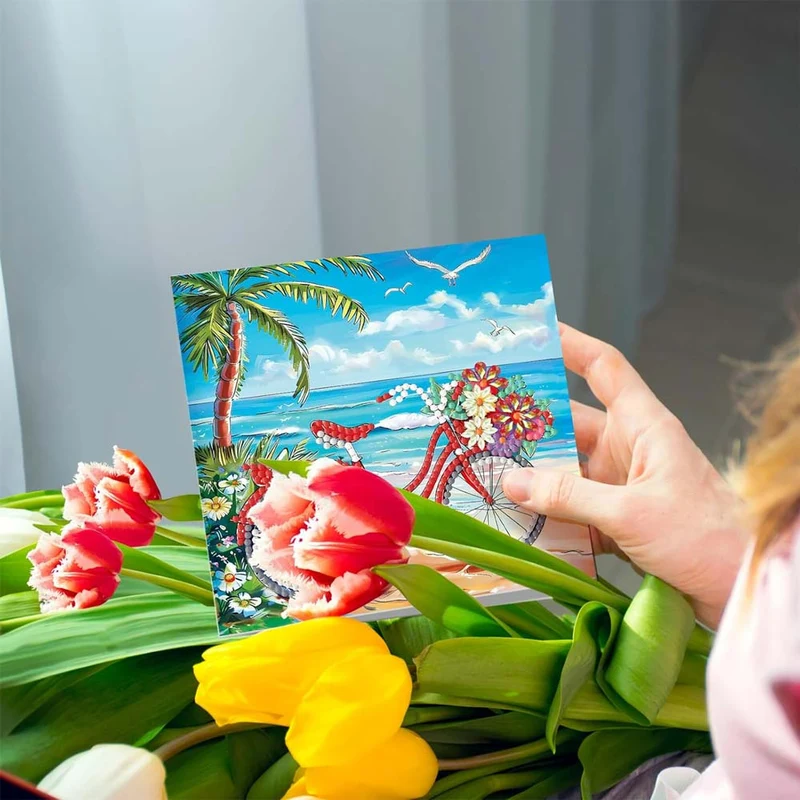 5D Diamond Painting Grußkarten – Tropische Sommerfreude 8 Stück