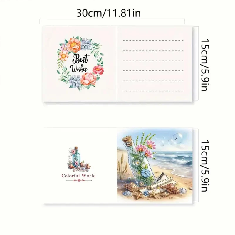 5D Diamond Painting Grußkarten – Flaschenpost am Meer