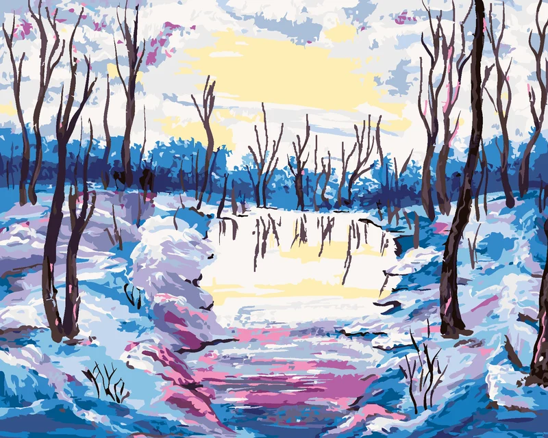 Diamond painting - WINTERWALD MIT BLICK AUF DEN FLUSS
