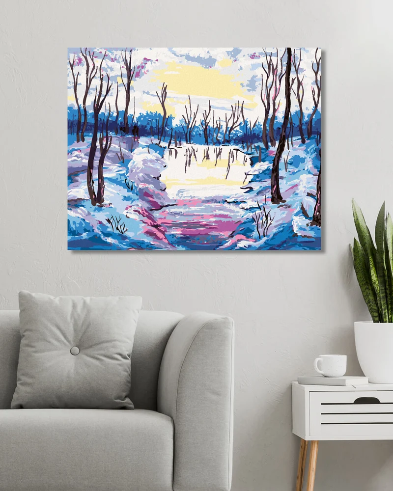 Diamond painting - WINTERWALD MIT BLICK AUF DEN FLUSS