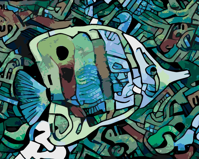 Diamond painting - GRÜNER ABSTRAKTER FISCH
