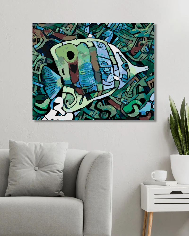 Diamond painting - GRÜNER ABSTRAKTER FISCH