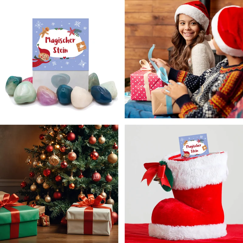 8er Set Glückssteine Weihnachten (Elf)