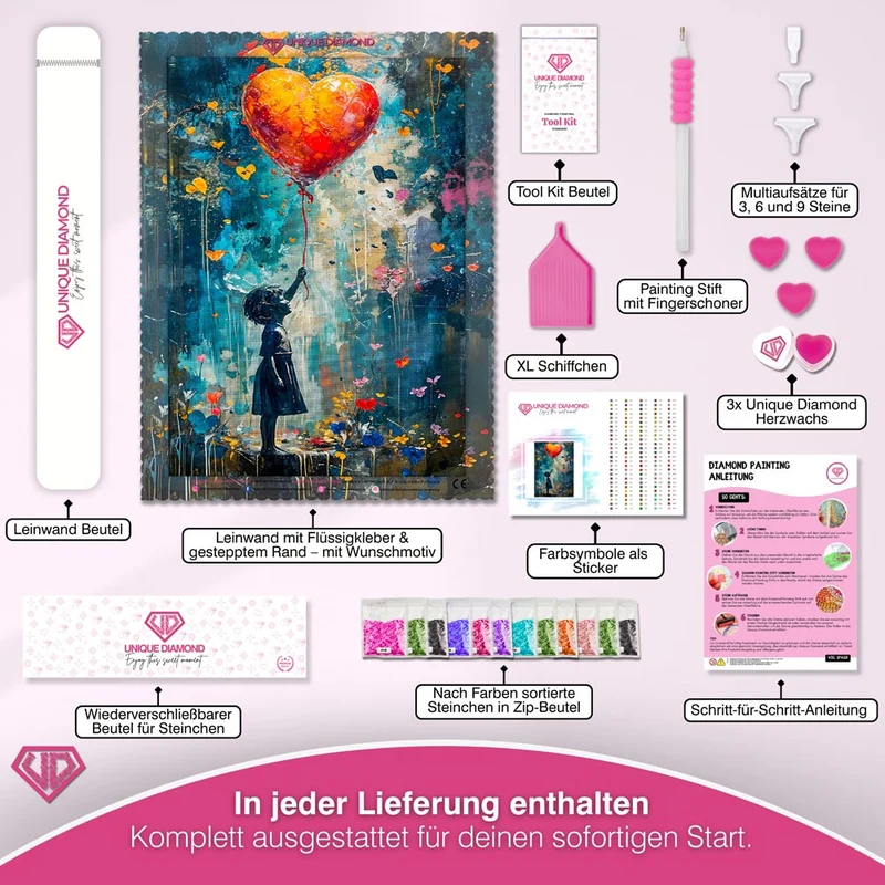 5D Diamond Painting - Herzballon der Hoffnung