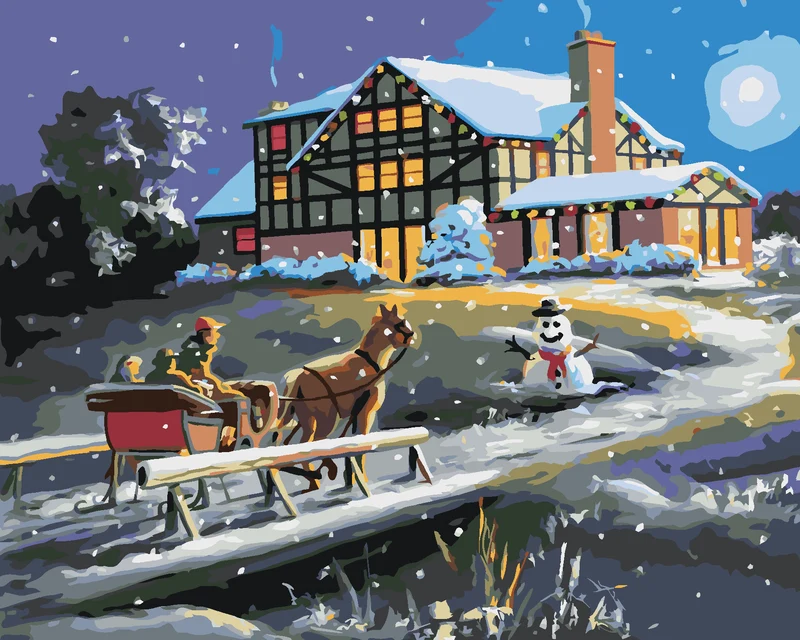 Diamond painting - WEIHNACHTEN, SCHLITTEN UND SCHNEEMANN (D. RUSTY RUST)