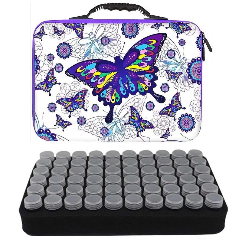 Diamond Painting Koffer Schmetterling mit 70 Fächer + Zubehör